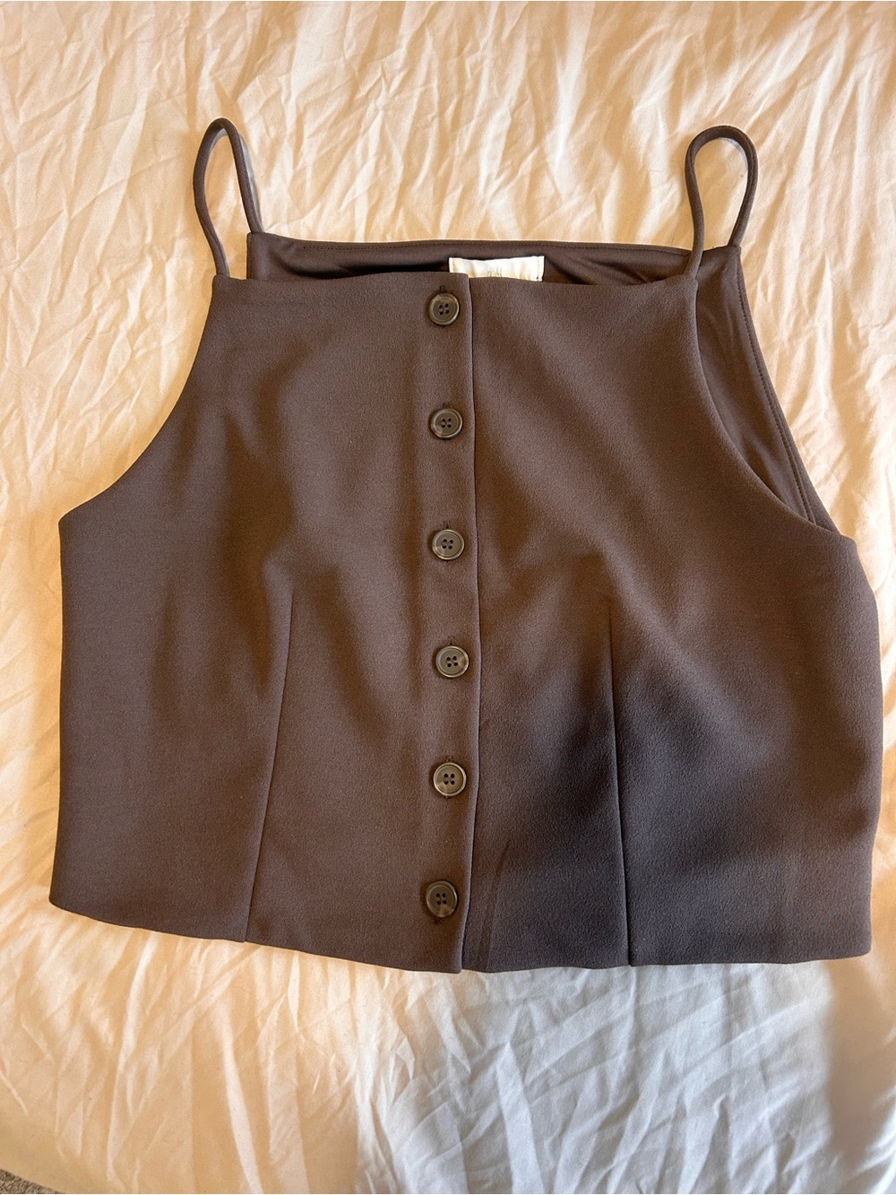 H&M Chocolate Brown Button-Front Spaghetti Strap Tank